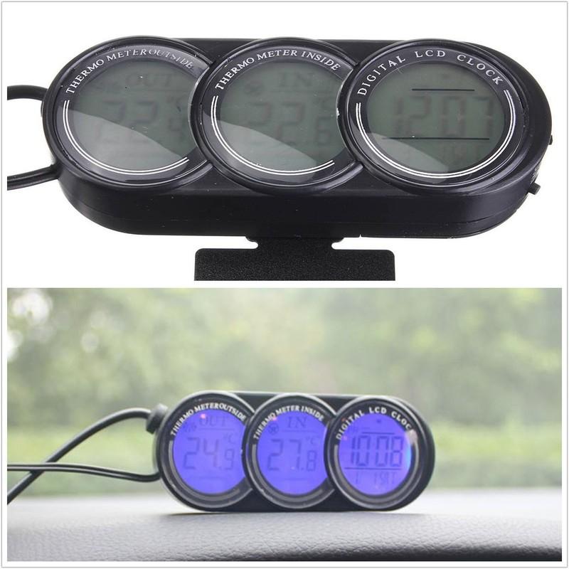 

1 шт. Автомобильный мини ЖК-светодиодный двойной термометр, будильник, подсвечиваемый цифровой дисплей