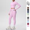 European-American Breathable Short Zipper Jacket & High-Waist Yoga Pants Set for Women