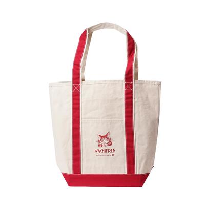 Dayan the Cat Tote Bag M Size Fits A4 Size Cat Ladies Canvas Fabric Canvas Cotton Thick Red [Wachifield] WTCE-02A Wtce-02a-014-winered