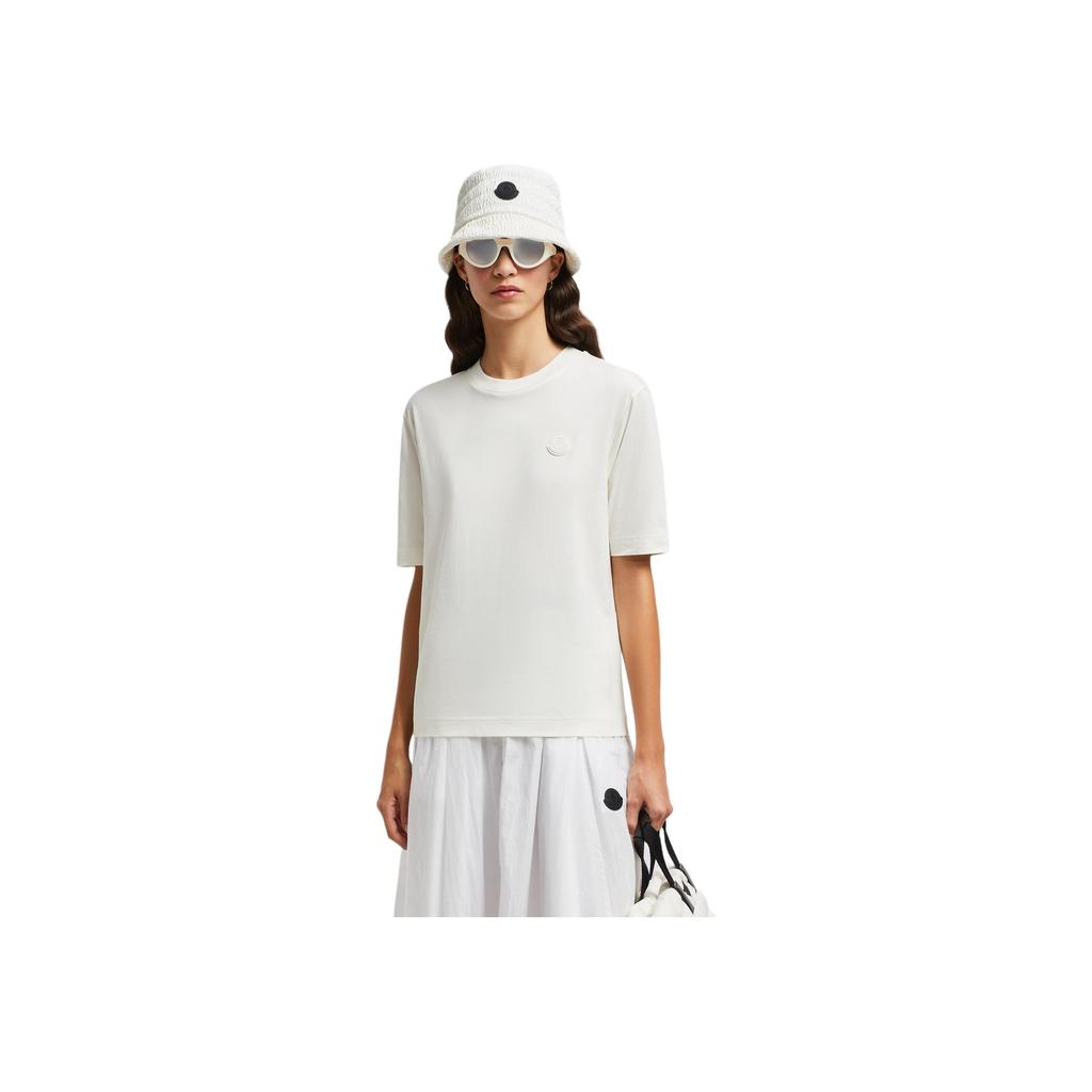 Moncler Round Neck Simple Comfortable Short Sleeve Drop Shoulder T-Shirt Women T-Shirt White K1-093-8C00005-89A17-034