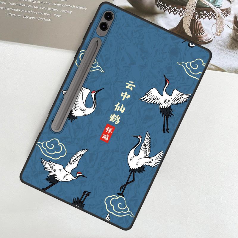 

Чехол для планшета Samsung Galaxy Tab S9 FE+ S8 Ultra Carbon Fiber, чехол для планшета в китайском стиле для Galaxy Tab S9 S8 A9 Plus, мягкий силиконовый матовый протектор For Galaxy Tab S8 Plus