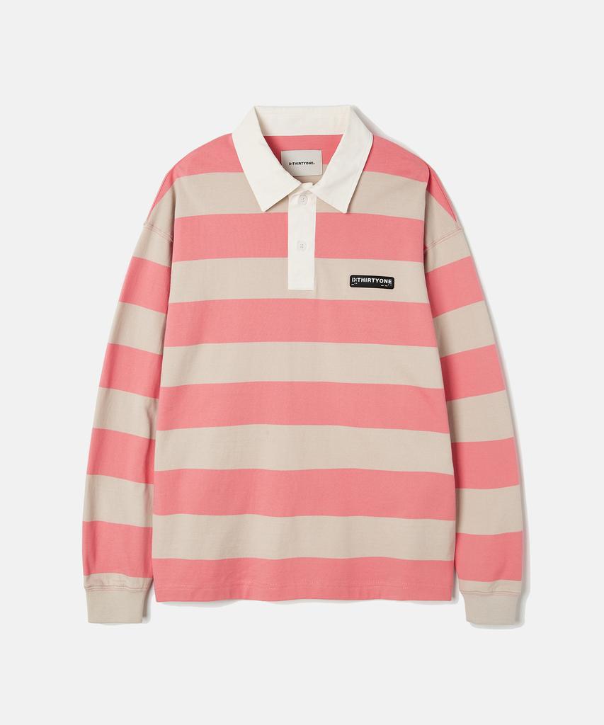 DTHIRTYONE Stripe Rugby Polo (Salmon Pink)