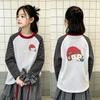 Girls' Striped Cotton Long-Sleeve T-Shirt, Spring/Autumn Style, Loose Fit, Versatile Patchwork, Round Neck, Medium to Large Sizes