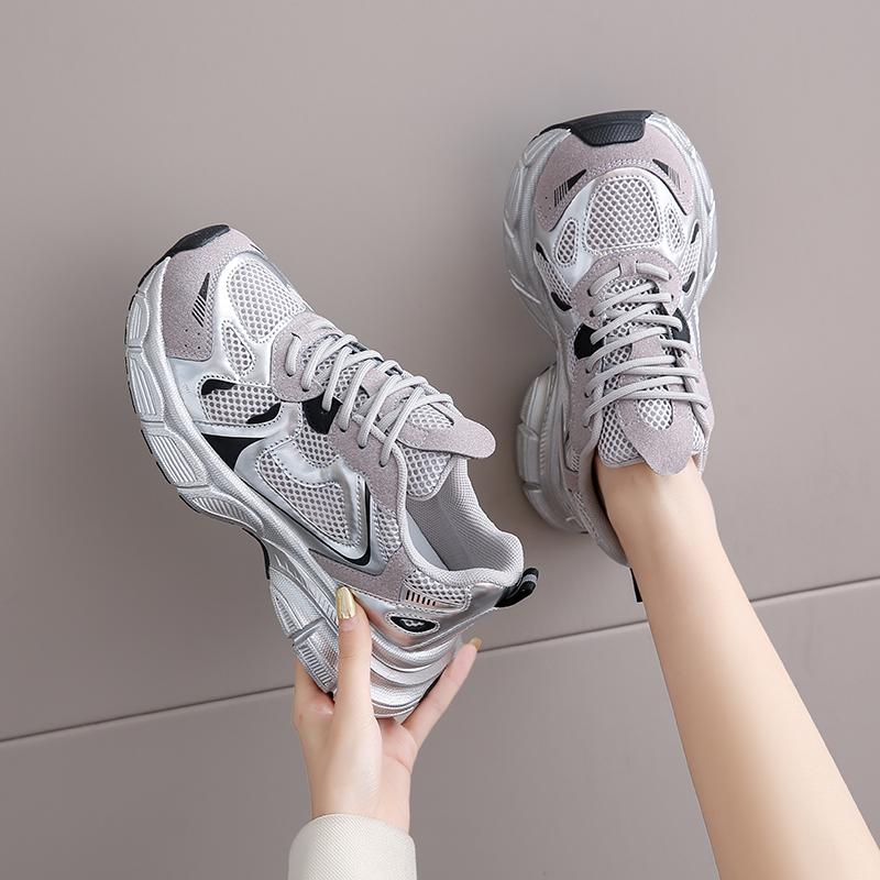 Daddy Pantofi de primăvară pentru damă, cu talpă groasă, anti-alunecare, pantofi ușori ocazional, creșterea pantofilor sport pentru femei