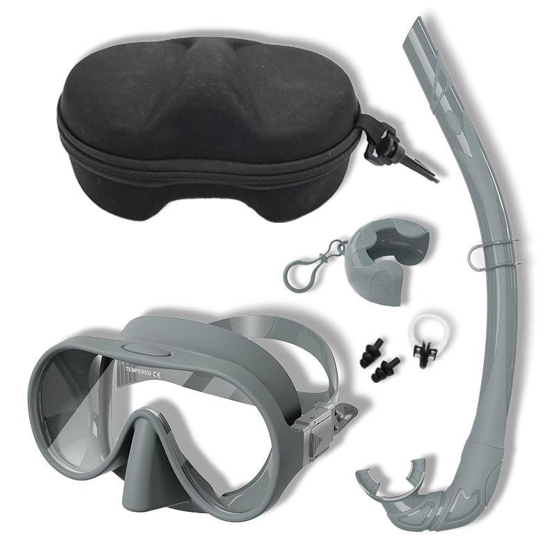 NEW Tempered Glass Freediving Mask Snorkeling Set Foldable Snorkel Diving Mask All-Inclusive Silicone