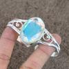 Mystic Rainbow Topaz Gemstone 925 Sterling Silver Cuff Bangle Adjustable KKG-234