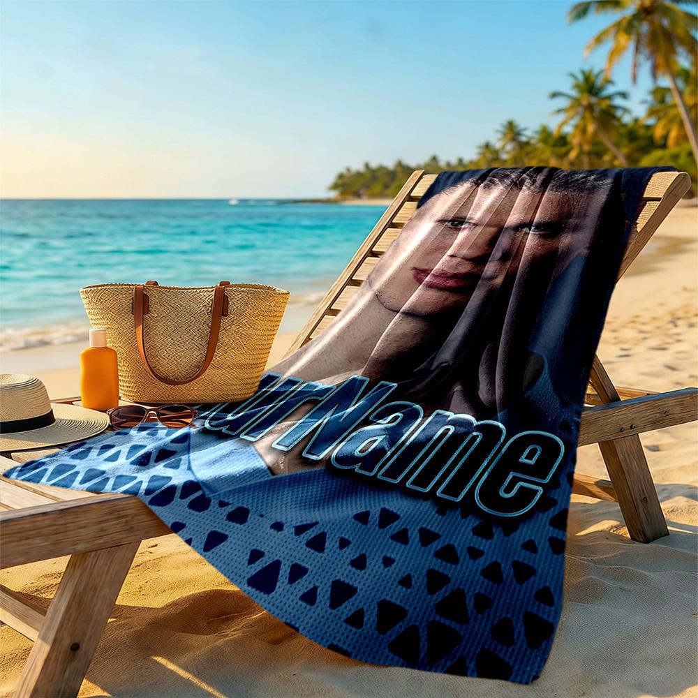 Haaland Customize Your Name Beach Towel Quick-Dry Soft Microfiber Ideal for Travel Outdoor Swim Pool Yoga Surf Camping Hiking Gym Gift Holiday