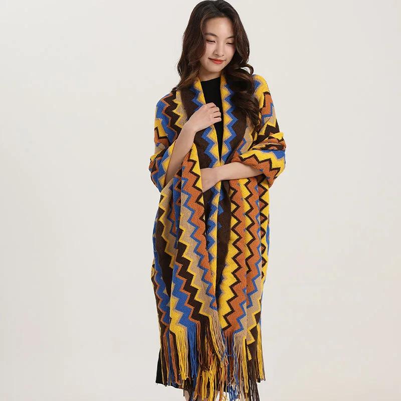 

Bohemian Wavy Fringe Shawl Fashion Multifunctional Sofa Cover Blanket For Spring Autumn Shoulder Line Blanket For Office Nap 127x152cm