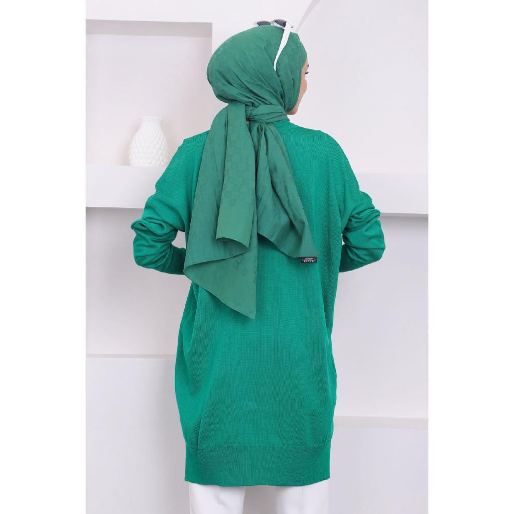 Dark Fuchsia Crew Neck Thin Mercerized Loose Knitwear Tunic