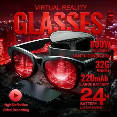 Multifunctional Shoot Anytime Glasses 800W Pixel Shooting Camera Voice AI Translation Glasses 4KHD Call Bluetooth Glasses 32GB RAM Image Stabilization