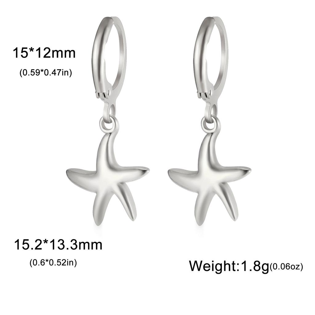 Heart Shaped Starfish Sun Pendant Hoop Earrings For Women Fashion Jewelry Gift