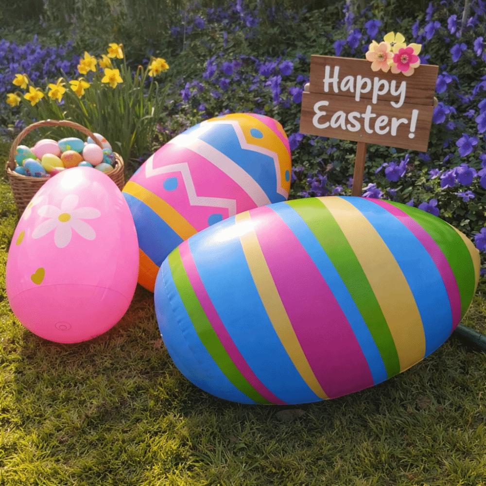 PVC Material Easter Party Decoration Heavy-Duty Plastic Inflatable Easter Egg  Children Favor