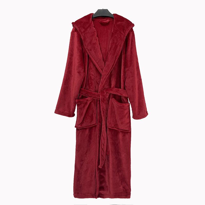 Couples' Casual Flannel Hooded Bathrobe Pajamas