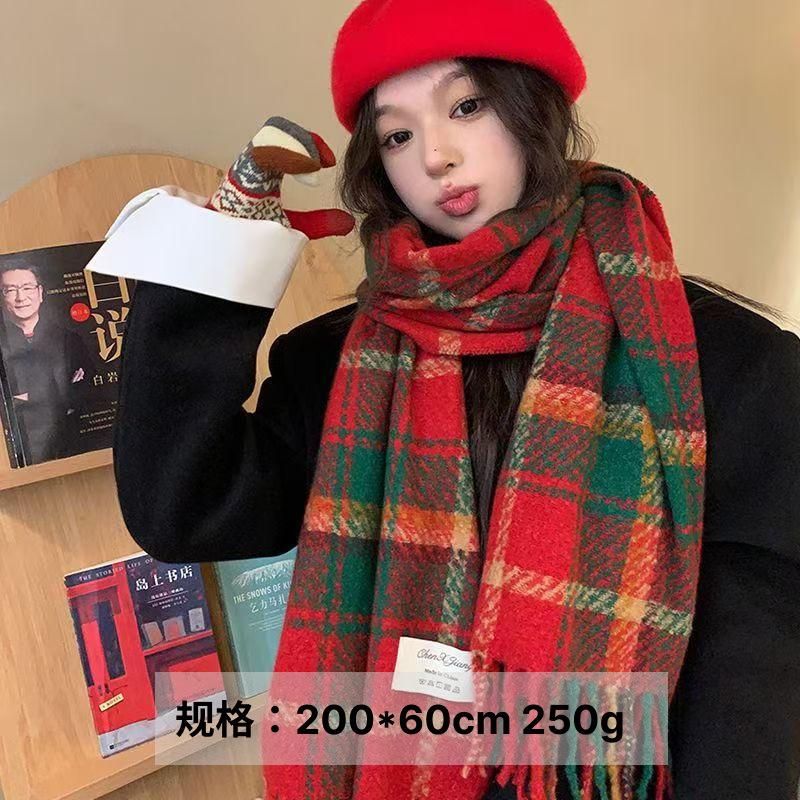 65 * 200cm Autumn And Winter New Women'S Versatile Simple Large Tassel Imitation Cashmere Double Sided Scarf For Warmth And Atmosphere, Shawl
