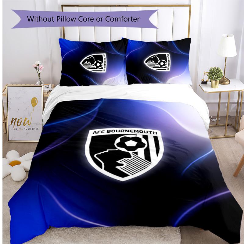 Bournemouth Football Printed 3 Pieces Bedding Set, Comfortable Skin Friendly Bedroom Duvet Cover Set