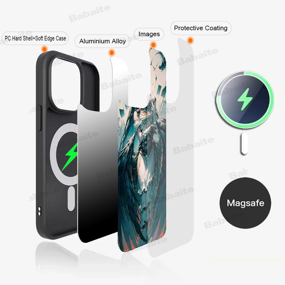Anime Overlord Albedo Phone Case Magnetic Case For IPhone 16 14 13 12 11 15 Pro Max Plus For Magsafe Wireless Charge Cover