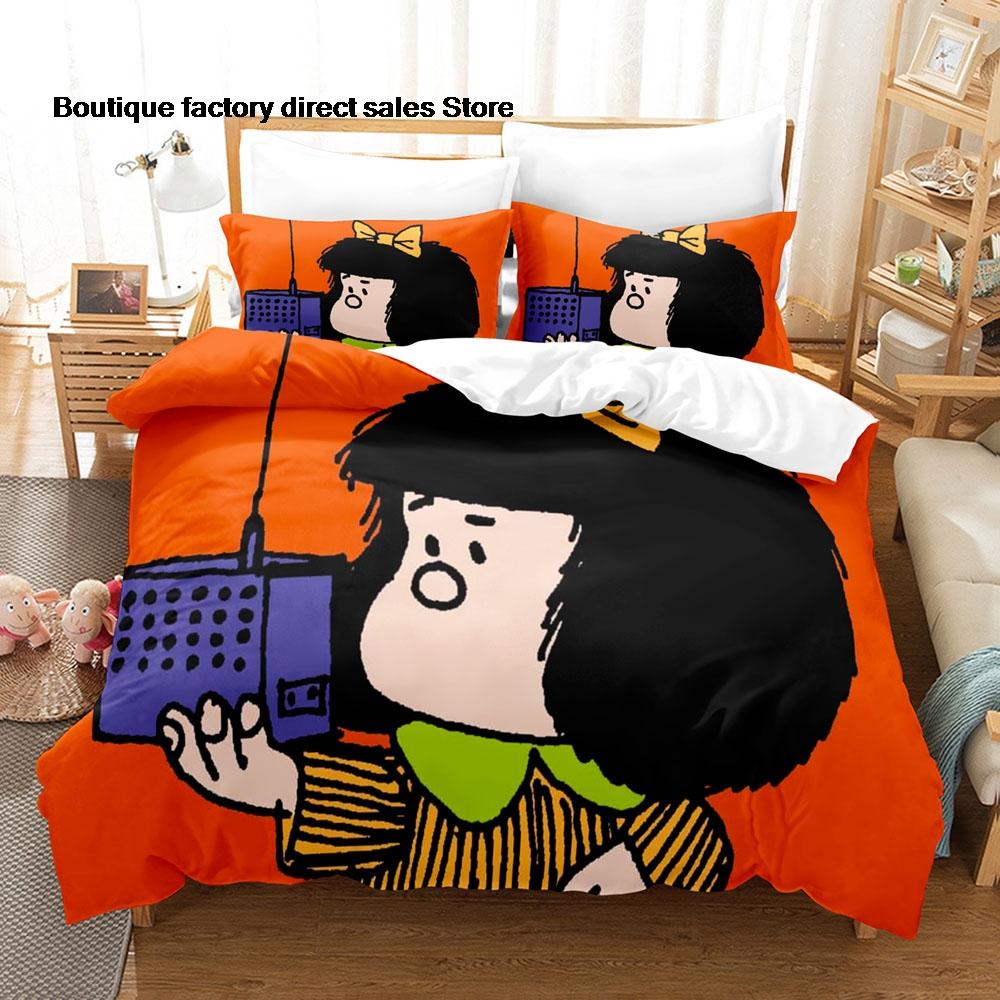 2D Mafalda Bedding Set Single Twin Full Queen King Size Bed Set Kids Bedroom Duvetcover Sets Anime Mafalda Bed