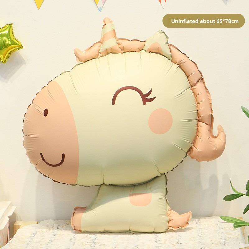 Matte Cartoon Cute Animal-shaped Balloon Baby's 100th Birthday Decoration and Photo Props