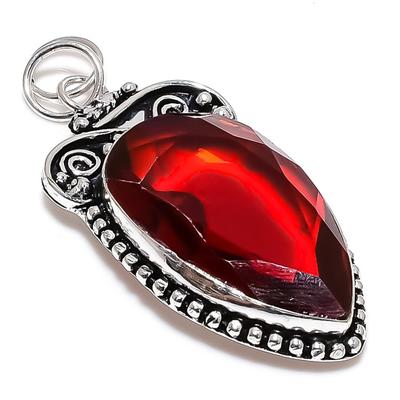 Natural Mozambique Garnet Gemstone 925 Sterling Silver Pendant 2.56" N5A29