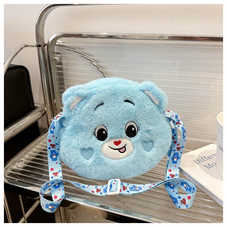 Cartoon Plush Bear Crossbody Travel Casual Shoulder Phone Purse Bag Portable Zipper Pouch