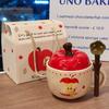 Creative Cartoon Apple Shaped Ceramic Mugs with LIDS Spoon Gift Boxes  Couple Cups for Best Friends As Souvenirs