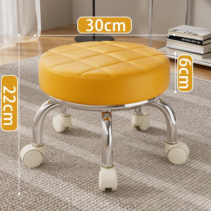 

Movable Round Iron Stool with Casters - Low-Profile Universal Design for Home Use