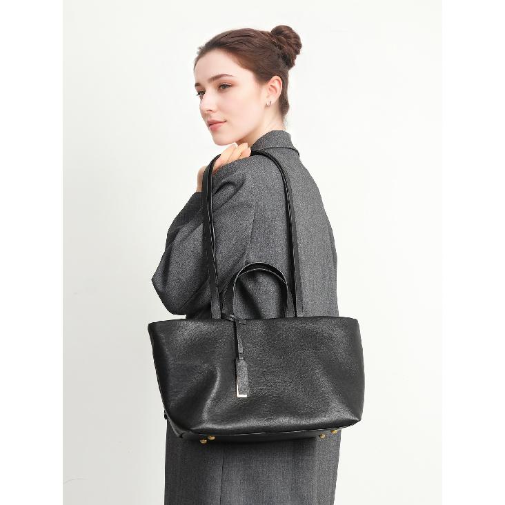 New Genuine Leather Ladies' Bags Underarm Shoulder Cowhide Tote Bag Niche Crossbody Retro Soft Leather Large Capacity Bag