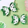 2Pcs Easter Clover Bow Hair Clip Sparkly Green Sequins Barrette Glitter Spring Shamrock Haipins Hair Accessories Headwear