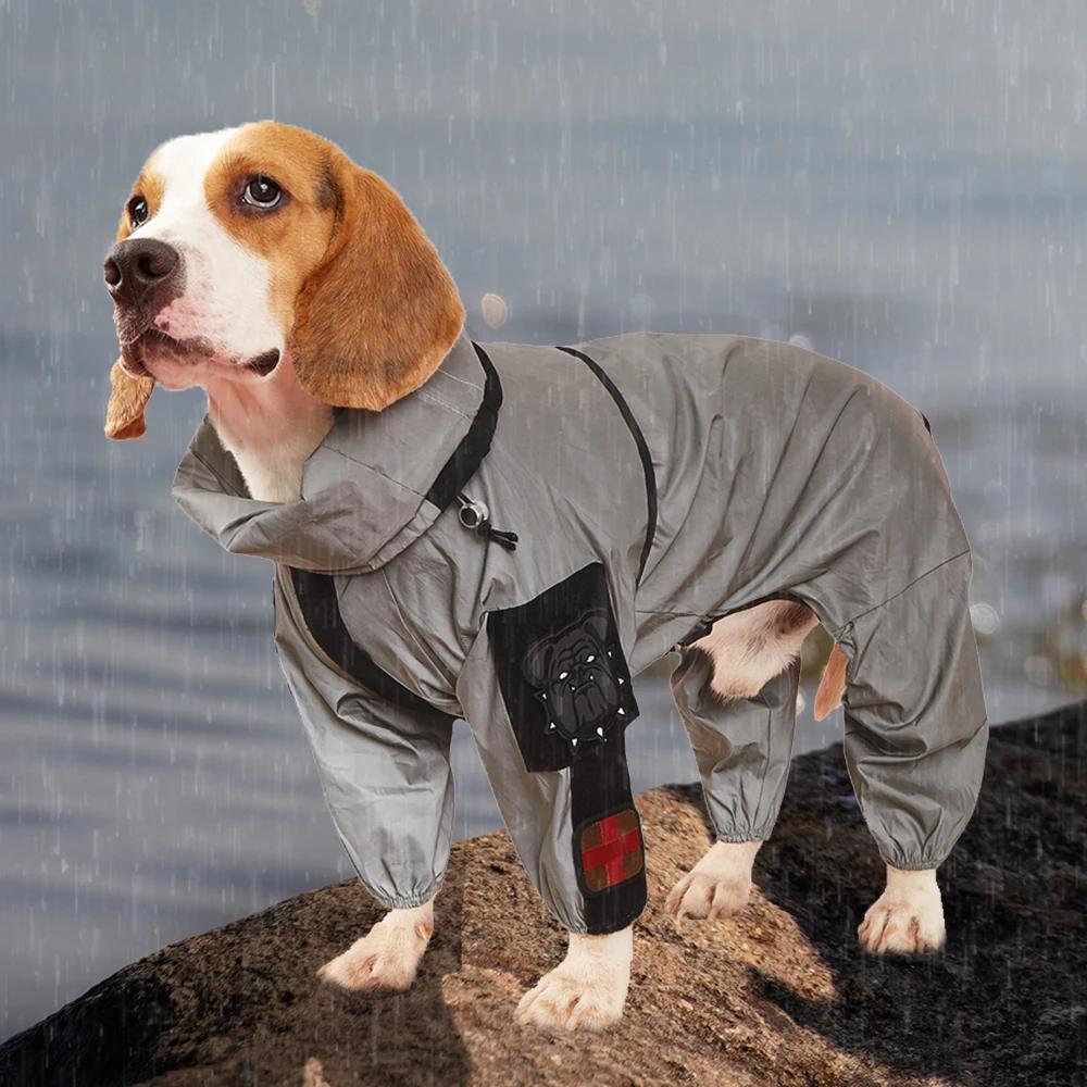 Waterproof Outdoor Large Dog Raincoat Reflective Sunscreen Jacket Pet Hoodie Medium-Large Size Clothes Raincoat Jumpsuit