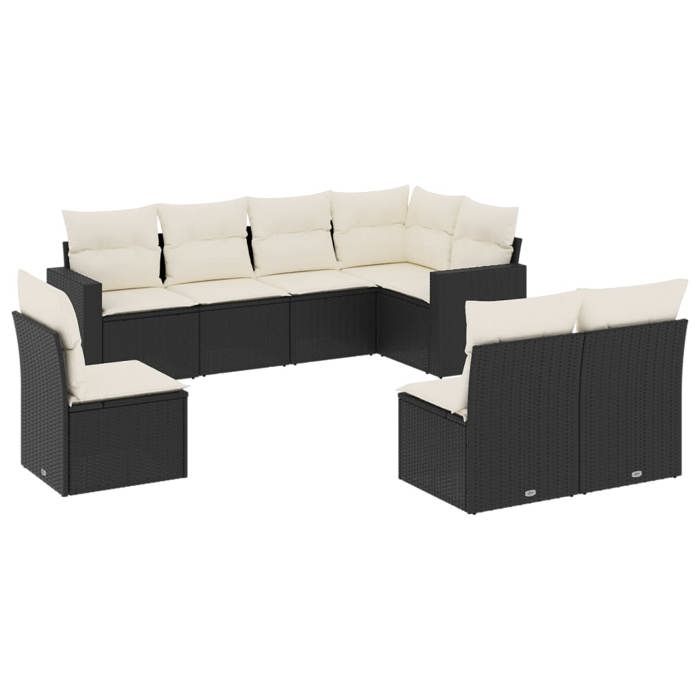 VidaXL Garden Lounge Set 8 Pcs with Cushions Black Braided Resin 3219056