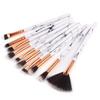 10 PCS Marble-Patterned Makeup Brushes for Even Powder Picking Multi-functional Set for Foundation Eyeshadow and Blush Set