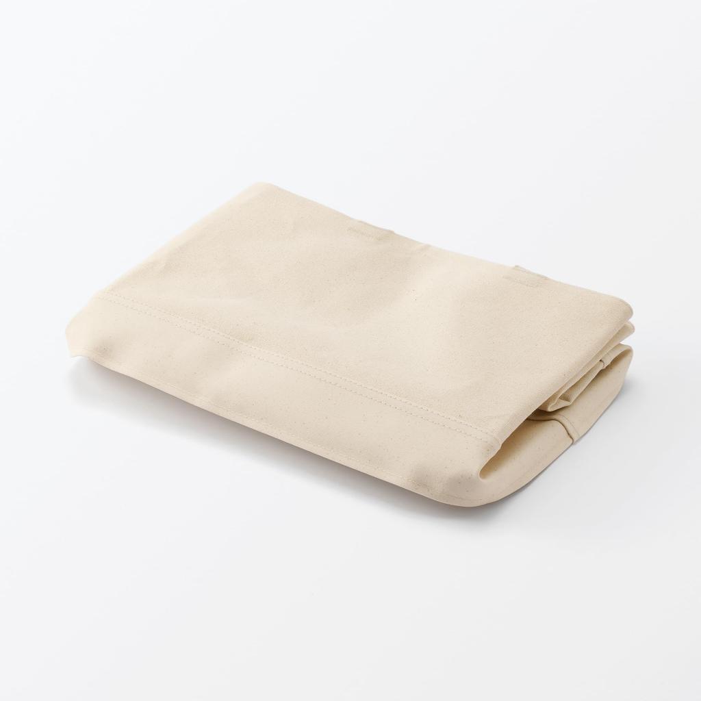 MUJI Cotton Canvas Soft Box with 37cm W x 26cm D x 26cm Product Suitable for Clothing Storage Handles, Large, Approx. H, Number 23090018,