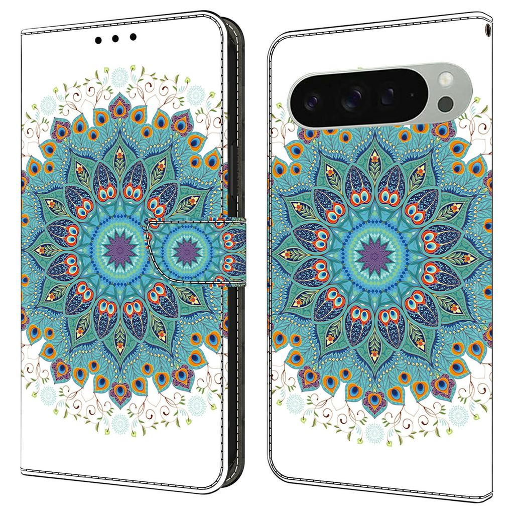 For Google Pixel 9 Pro XL Case Pattern Printing Anti-Drop Leather Flip Wallet Phone Cover