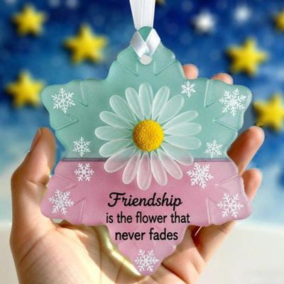 Sea Glass Snowflake Ornament Festive Charm Winter Friendship Ornament Glass Snowflake Friendship Christmas Decorations For Home