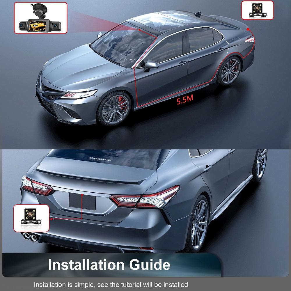 Cámara de salpicadero para coches 4 canales Caja negra WiFi Cámara de conducción FHD 1080P Visión nocturna Grabación en bucle Accesorios para coche