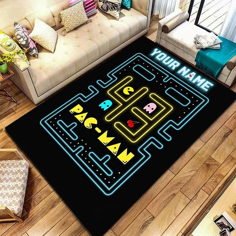 Pac-Man Custom Name Carpet Rug for Living Room Bedroom Home Sofa Decoration,Kids play Non-slip Floor Mat