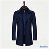 European Men's Wool Coat, Double Collar, Vertical Zipper.