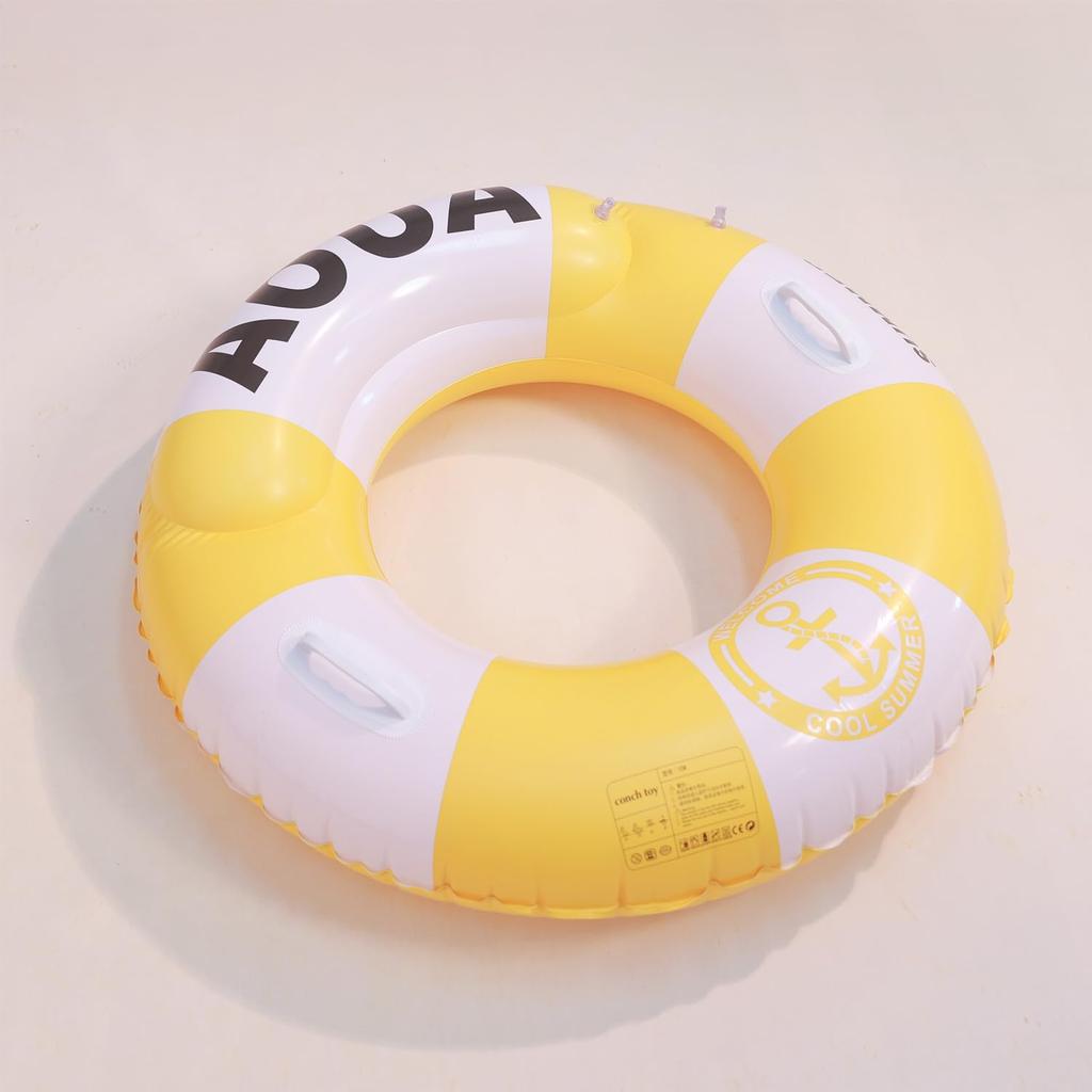 Swim Rings for Adults and Children, with Handles, Double Airbags, O-shaped, #90 #120 Striped Pattern, Cute, Unisex, Stylish, Perfect for Summer Water
