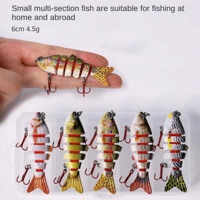 6cm 4.5g 6 Segment Fishing Lures Bass Crankbaits Plastic Hard Crank Mini Bionic Bait