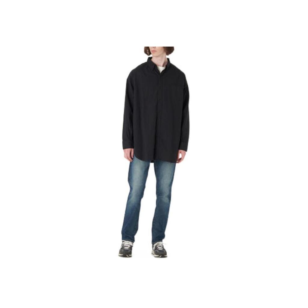 Levis Solid Color Button-Down Long Sleeve Shirt Men shirts Black A2176-0005