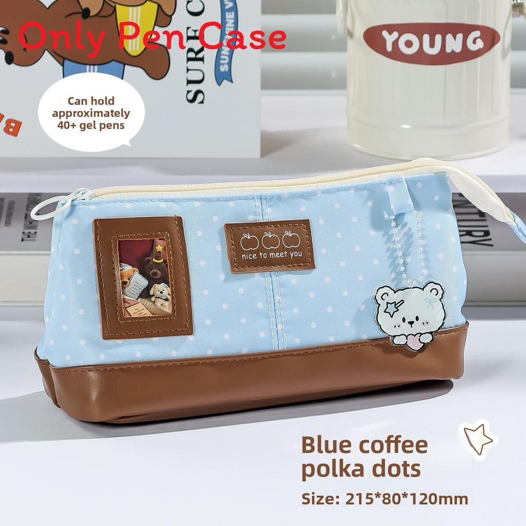 Multi Function Fabric Pencil Pouch With Card Slot And Keychain For Office And School