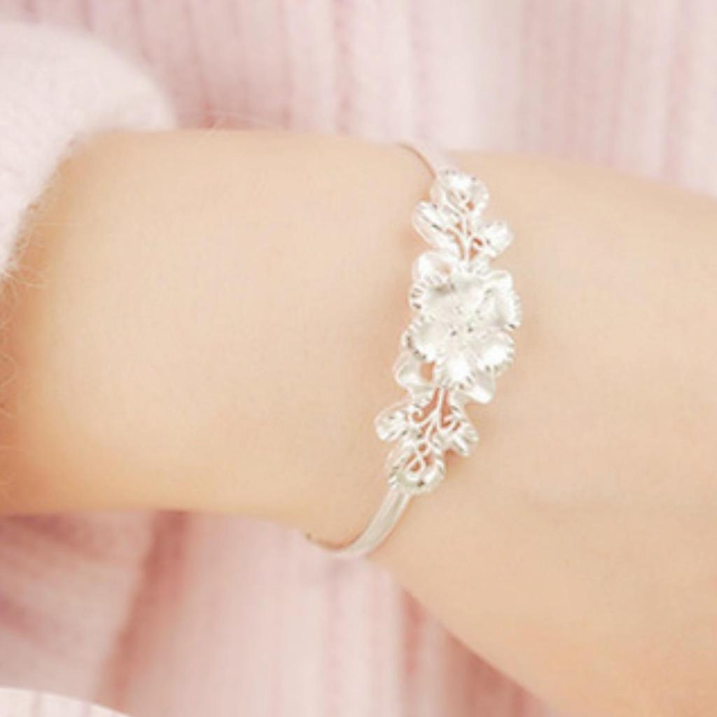 Korean Sweet Bauhinia Flower Adjustable Women's Bracelet: Qixi Silver Jewelry Gift