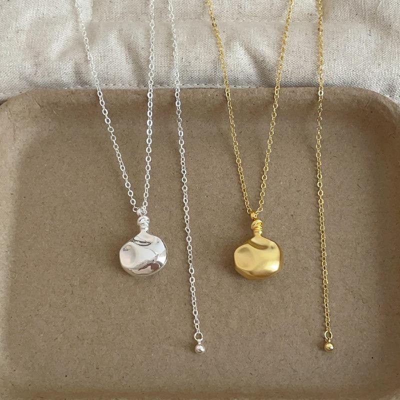 Personality Drape Metal Scent Bottle Pendant Necklaces For Women Real Gold Silver Plated Copper Adjustable O Chain Choker