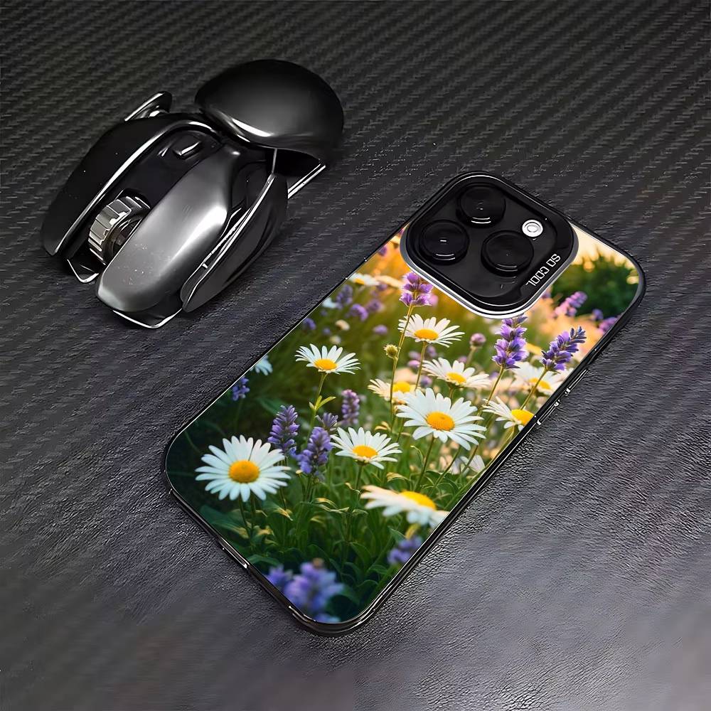 Sunflower&Sunny Day For iPhone 16,15,14,13,12,11,8,7,Pro,Max,Plus,Mini,XS,SE Anti Fall Black Matte Hard
