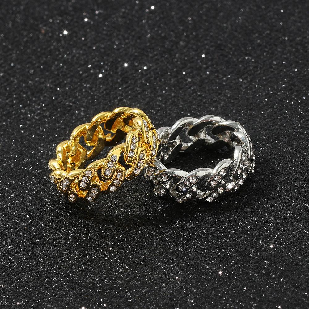 European and American Fashion Micro-embedded Hip-hop Cuban Ring Hip-hop Closed Ring Ring Fashion