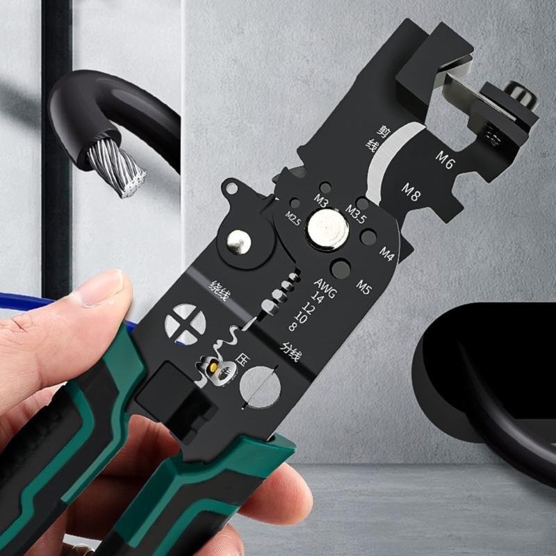 Abisolierzange Multifunktionswerkzeug zum Schneiden von Kabeln Schrauben Bequemer Griff Crimpzange Zange Drahtschneiden