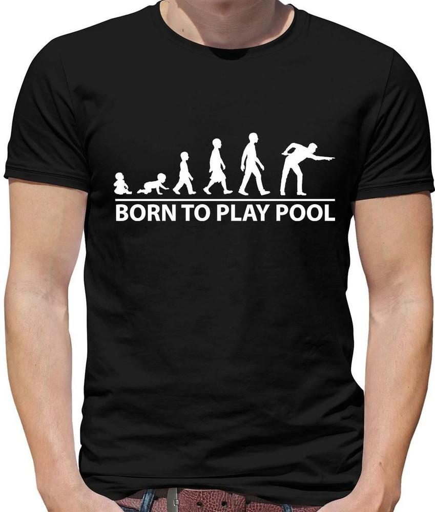 Born To Play Pool Mens T-Shirt Snooker Cue 8 Ball Billiards Game Unisex T-Shirt M