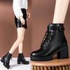 High Heel Boots 2025 Autumn/Winter New European and American Black Round Head Coarse Heel Women's Short Boots