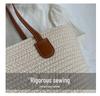 2024 Spring Women's Wool Knit Bucket Bag: Retro Pastoral Style Straw Shoulder Bag