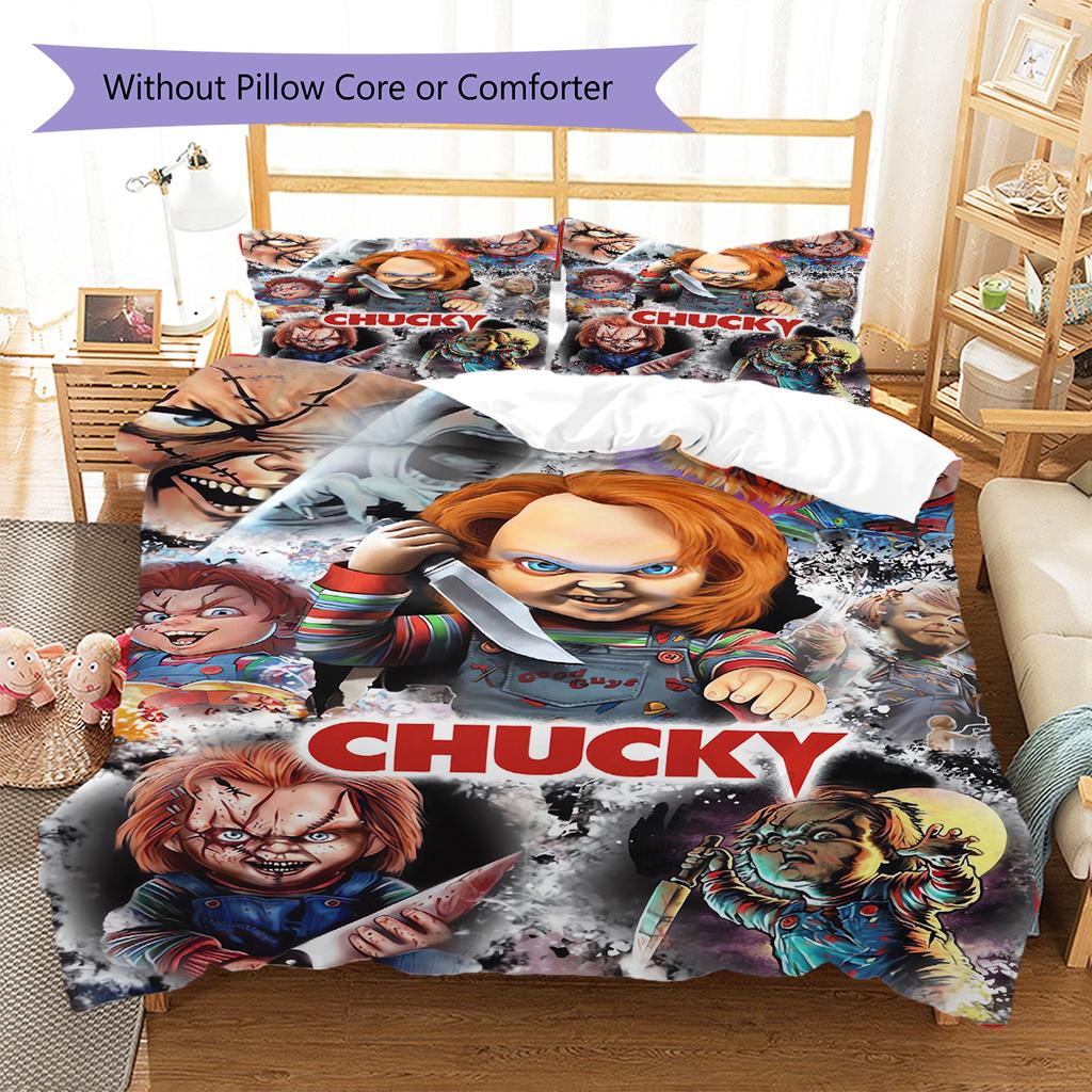 Chucky Pattern Bedding,Quilt Set Quilt Cover Pillowcase Home Birthday Gift (1 * Duvet Cover + 2 * Pillowcase, Without Core)